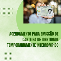 Agendamento para emissão de carteira de identidade será interrompido