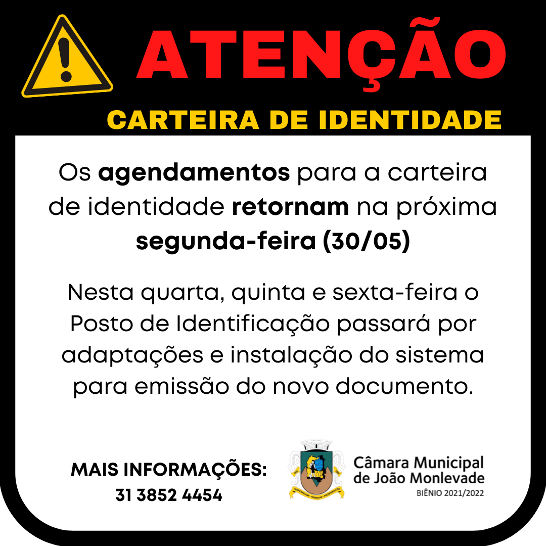 Agendamentos para emissão da carteira de identidade retornam na segunda-feira