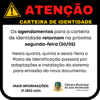 Agendamentos para emissão da carteira de identidade retornam na segunda-feira