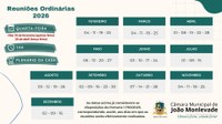 Câmara define calendário das reuniões ordinárias de 2026