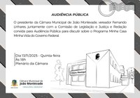 Câmara promove Audiência Pública sobre o programa Minha Casa, Minha Vida